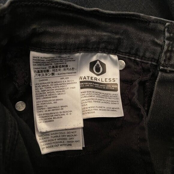 Levis 724 High Rise Straight Jeans Size 25 Black flattering stretch Denim Womens - Picture 6 of 11